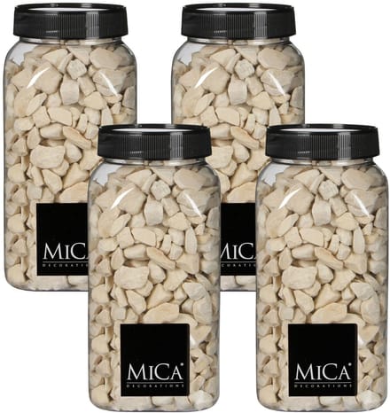 Mica Decorations decoratie steentjes - 4x - creme wit - 1 kilo - 650ml - hobby steentjes