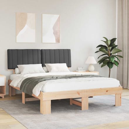 vidaXL - Bedframe - met - Gevoerde - Hoofdbord - Donkergrijs - 160 - x - 200 - cm