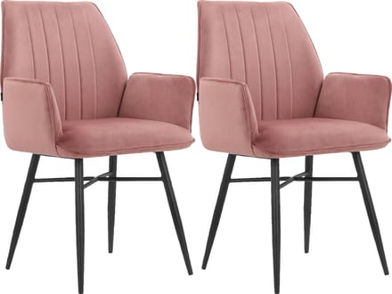 Anzo-Eetkamerstoel - Roze - Set van 2