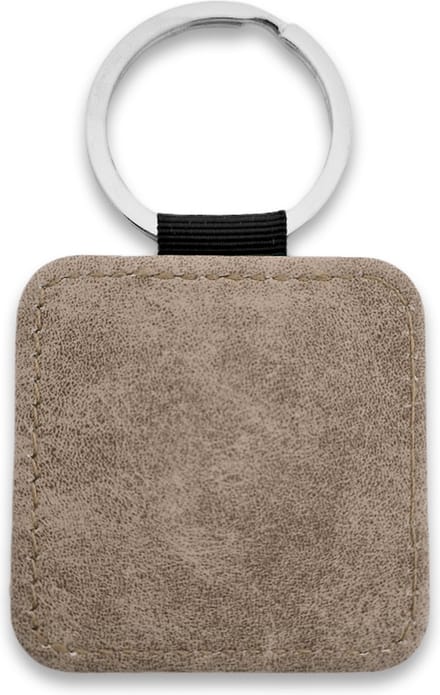 CombiCraft Blanco leren sleutelhanger vierkant 50x50mm grijs - 10 stuks