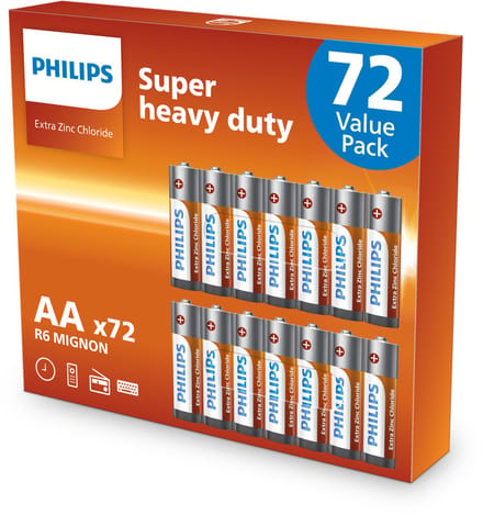 Philips Longlife Batterijen - AA - 72 Stuks (6 Blisters a 12 Stuks)