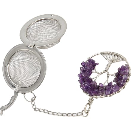 Thee-infuser Kunstkristal Steen Theezeef RVS Diffuser Met Fijnmazige Ketting gray