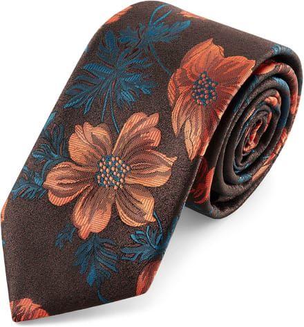 Dianthus | 7 cm Stropdas met Donkere Oranje en Turquoise Bloemen