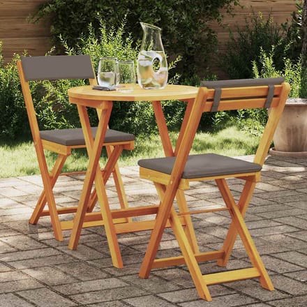 vidaXL - Tuin - Eettafel - Set - 3 - st - Olie - Natuurlijk - Massief - Acacia - Hout