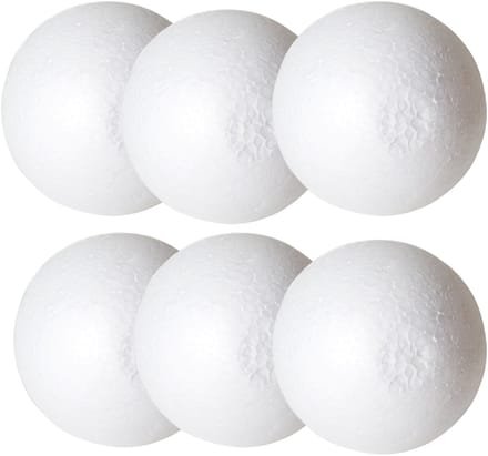 Gerimport Piepschuim bal/bol - 6x - D10 cm - wit - DIY hobby/decoratie bal