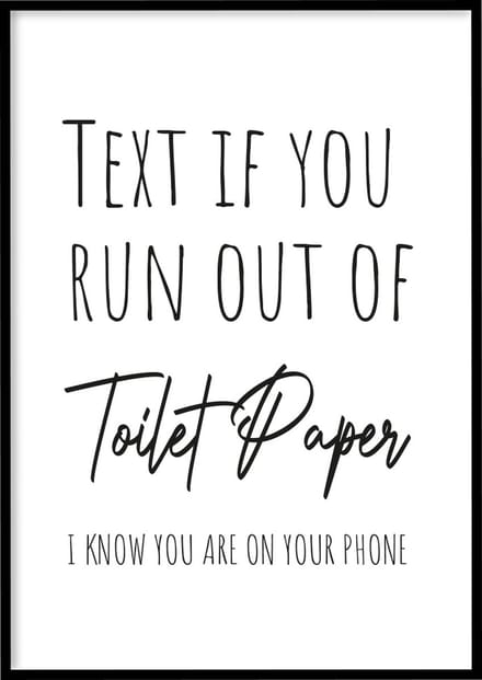 Poster Text - 30x40 cm - WC poster - Exclusief fotolijst - WALLLL