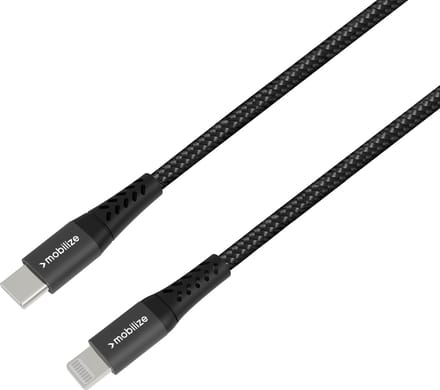 Mobilize USB-C naar Apple Lightning Kabel 0.2 Meter - Zwart