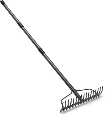 Boog hark - Tuin hark - Gazon onderhoud - Verstelbare steel - 152 cm - Grijs