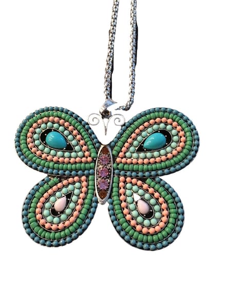 Petra's Sieradenwereld - Ketting met vlinder hanger groen