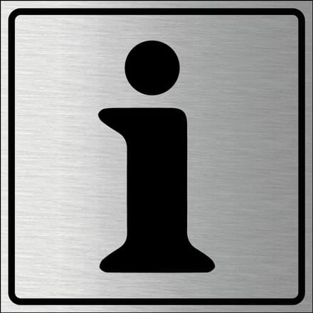 Info bordje, geborsteld aluminium 200 x 200 mm