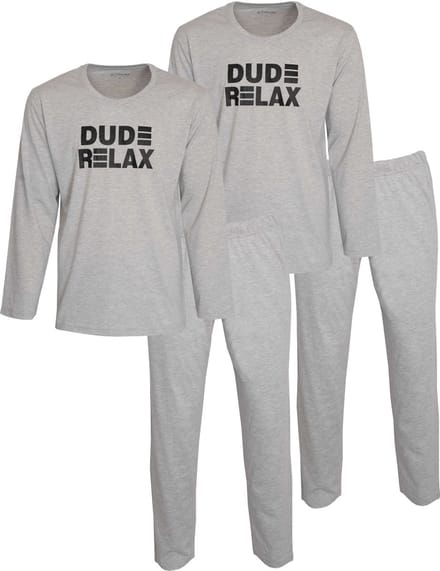 Aprox Heren Pyjama - Pyjama Set - DUO-PACK - Grijs Melange - Maat L