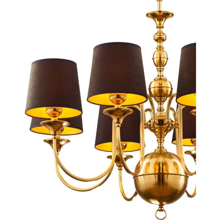 Jupiter Kroonluchter Baranio, messingkleurig/zwart, Ø 100 cm 8-lamps.