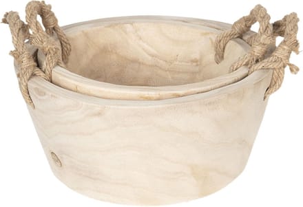 Clayre & Eef Opbergmand Set van 2 Ø 36 / Ø 29 cm Beige Hout