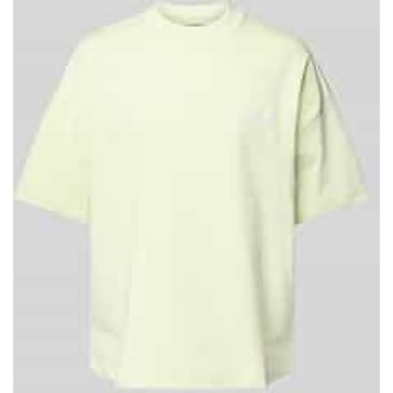 T-shirt met geribde ronde hals