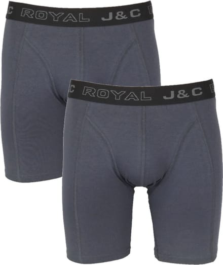 J&C Underwear heren boxershorts - lange pijp - maat M - 2-pack - antraciet