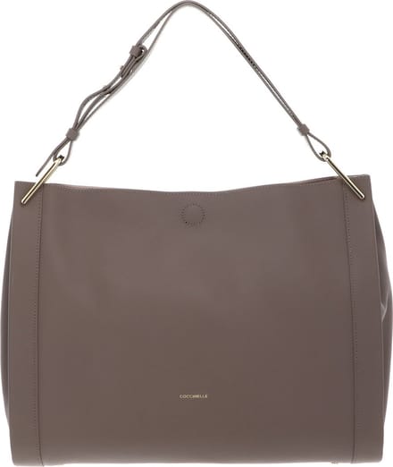 COCCINELLE Leren Schoudertas Wallace Shoulderbag Double Grainy Leather Warm Taupe / Rosette
