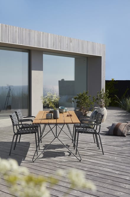 HOUE Bundel 4x Click fauteuil met lage rugleuning zwart + Sketch tafel 160cm