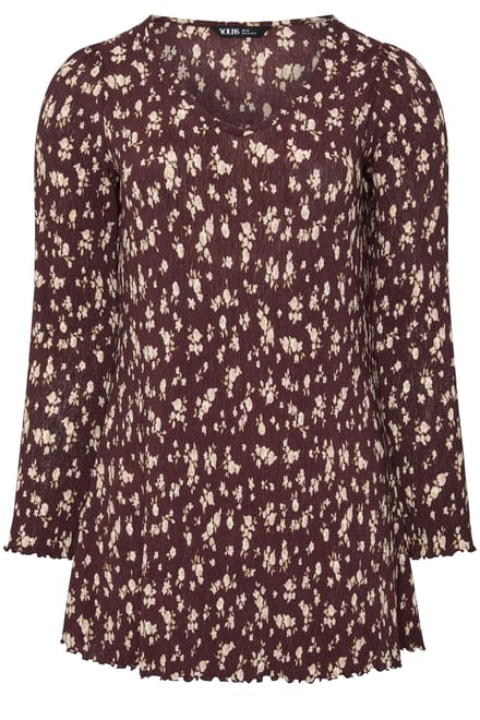 Yours Chocoladebruine Tuniektop Met Kleine Bloemenprint Size 42