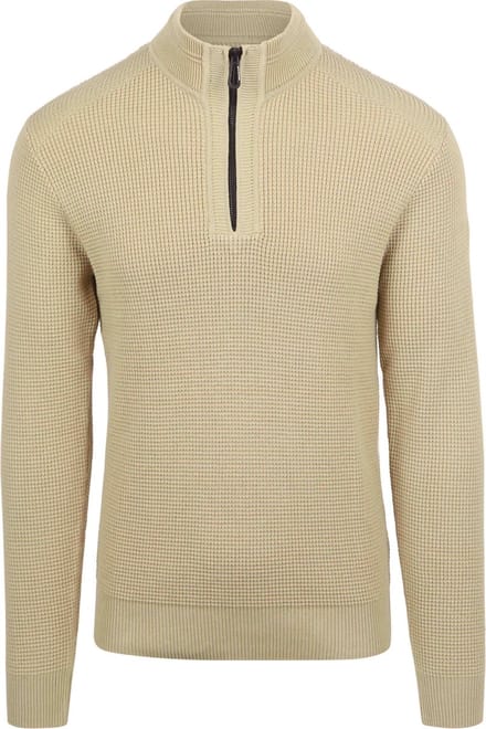 Luxe Sweater met Halve Ritssluiting en Effen Jacquard: Elegant en comfortabel