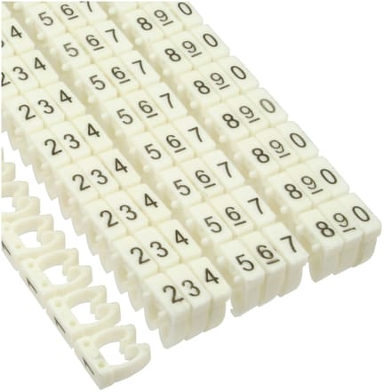 InLine markeerclips (0-9) voor kabels | 6mm | 100 stuks | wit