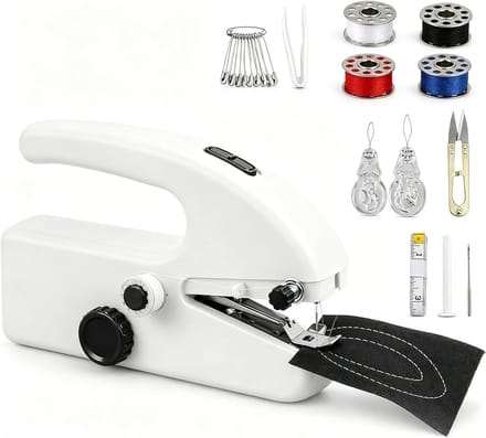 Handnaaimachine - Mini naaimachine - Kleding repareren - Dubbele snelheden - Compact formaat - Wit