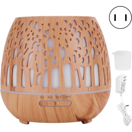 400ml Lucht Aromatherapie Luchtbevochtiger Aromatherapie Diffuser Licht Houtnerf met Hol Design gray