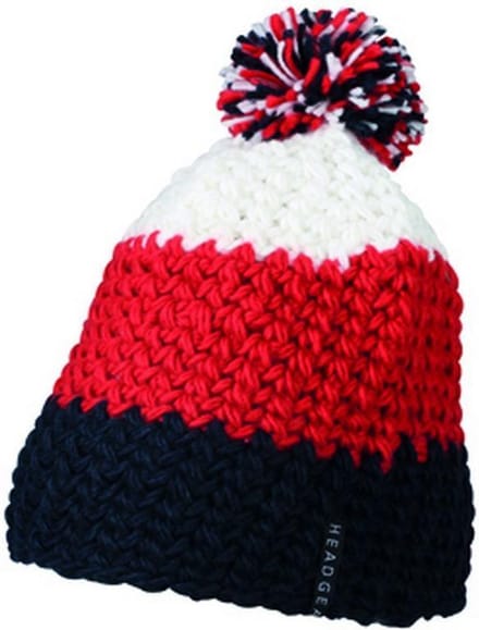 Myrtle Beach - Unisex Gehaakte Muts met Pompom (Navy/Rood)