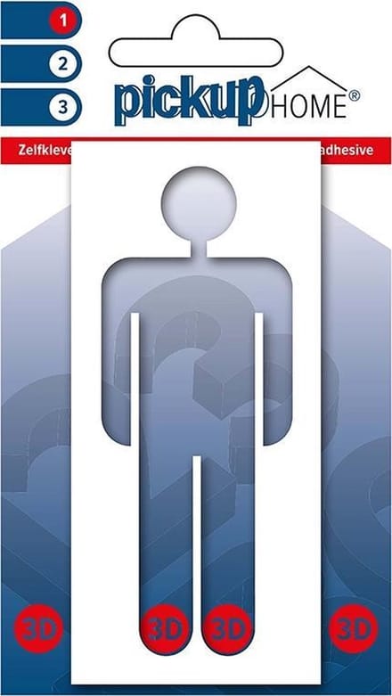 Pickup 3D Home Picto frame zelfklevend man wit - diapositief - 10 cm