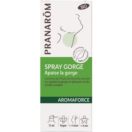 Pranarom - Verzachtende keelspray met etherische oliën - Bio - 15 ml