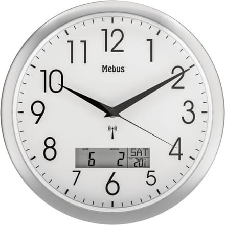 Radiogestuurde wandklok met datum- en temperatuurweergave 19422 Ø 30 cm