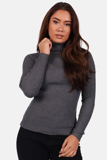 Getdrezzed Top - Maat: One size - Coltrui ribbel grijs