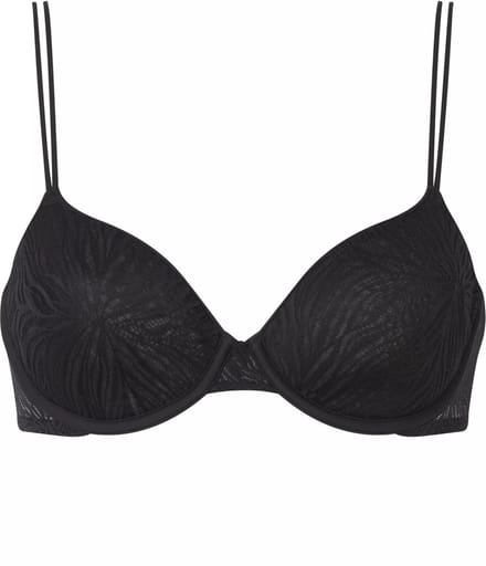 Calvin Klein dames Sheer Marquisette lightly lined demi bra - beugel BH - zwart