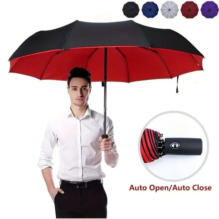 Nivard Moderne Golf Paraplu - Stormparaplu - Opvouwbaar - Windproof - Stormproef - UV Bescherming - Umbrella - Draagbaar - Rood
