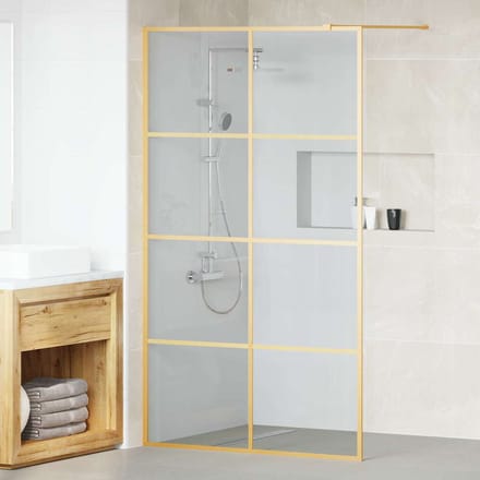 vidaXL - Inloopdouchewand - Goud - 115 - x - 195 - cm - gehard - glas