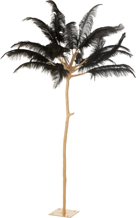 J-Line decoratie boom pluimen - metaal - goud/zwart - large