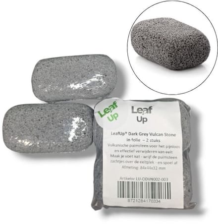 LeafUp® Vulkanisch Puimsteen - Dark Grey - Vulcan Stone - Eeltverwijderaar - in folie - 2 stuks (B4)