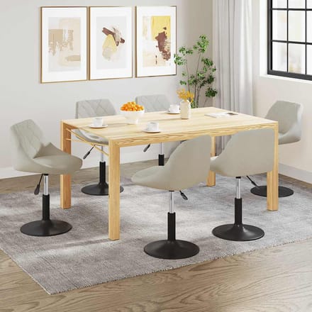 vidaXL - Eetkamerstoelen - draaibaar - 6 - st - fluweel - crèmekleurig