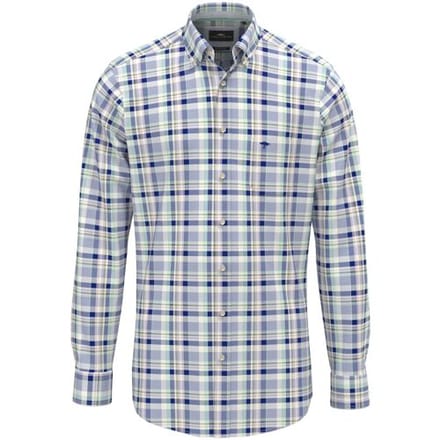 Fynch-Hatton Overhemd Premium Washed Oxford Multi Check Mint-Blue / male