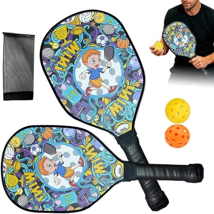 Padel Rackets - Houten rackets - Sport Training - Antislip handgreep - 2 rackets 2 ballen - Natuurlijk hout