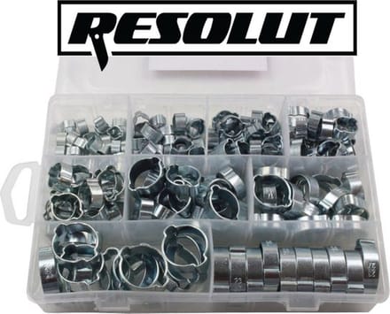Dubbele oor slangklem (2-oor klemmen) assortiment 175-delig