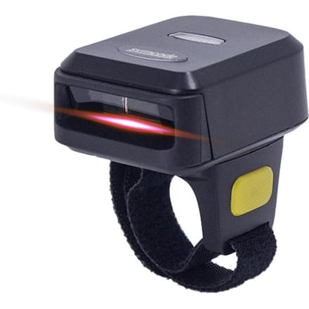 Barcodescanner Draagbaar Vinger Handheld Draagbare Ring 1D 2D Barcodelezer BT+2.4G Draadloos 2D barcode zwart