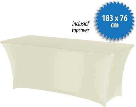 Cover Up Tafelrok Stretch - 183x76cm - Incl. Topcover - Ecru