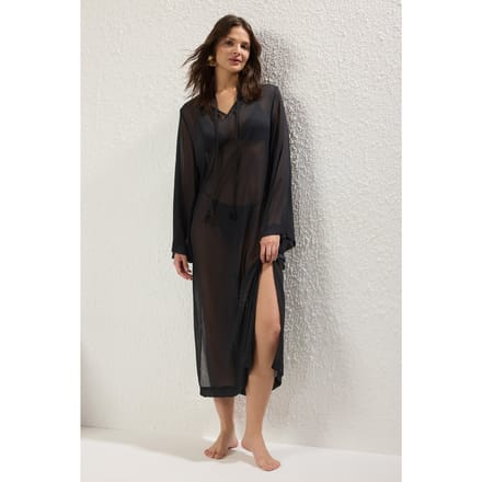 Damesjurk, rechte maxi-jurk, nauwsluitend model, strandjurk