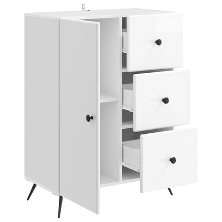 vidaXL - Dressoir - Hoogglans - Wit - 66 - x - 34,5 - x - 90 - cm - Bewerkt - hout