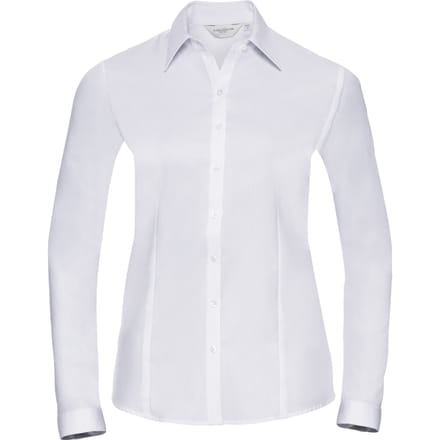 Russell Dames/Dames Visgraat Werkshirt met lange mouwen (Wit)