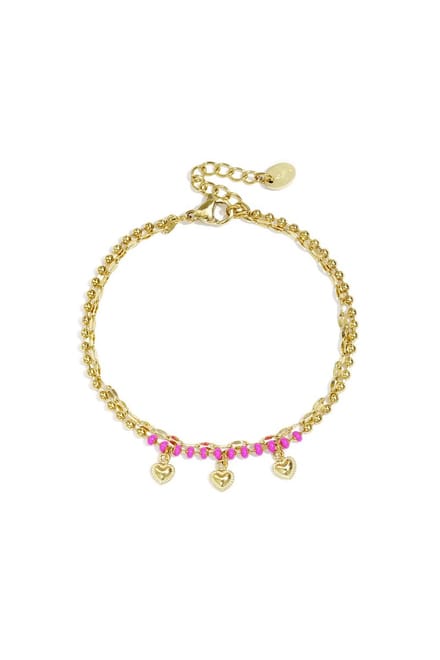 Bedelarmband met drie hartjes