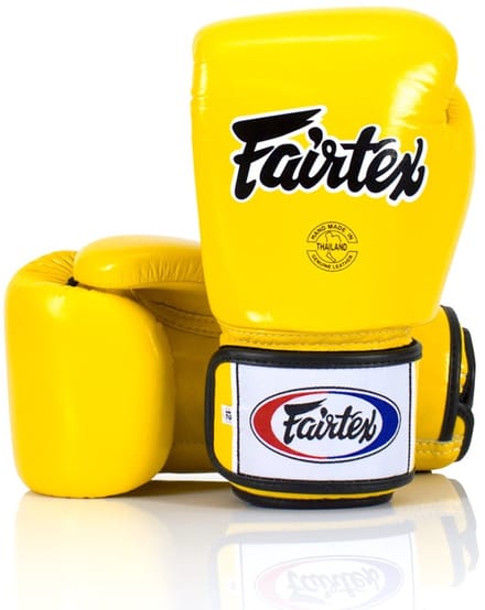 Fairtex BGV1 Muay Thai Bokshandschoenen 14 Oz – Premium Leer – Geel