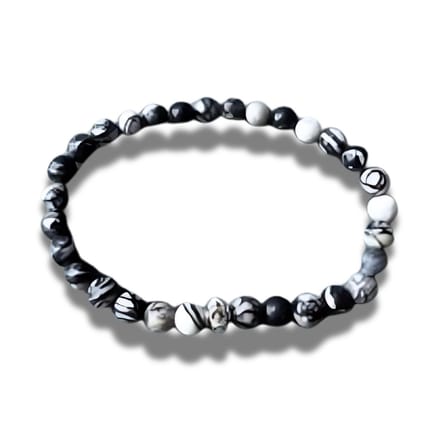 Armband - natuursteen - Jaspis - zilverkleurig element - 6 mm 18 cm