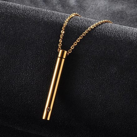 Ketting met Afsluitbare Ashanger Urn Hanger (smal model) - Goud kleurig - Kettingen Heren Dames
