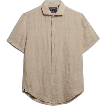 Superdry Riviera Linnen Overhemd met Korte Mouwen Beige Grootte: L